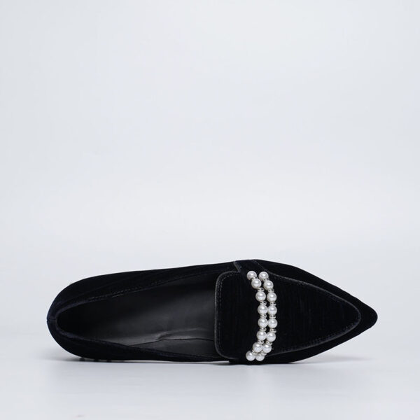 Elegant Black Pearl Flat Slippers | Handmade Designer Shoes – Kaimoo Shoes
