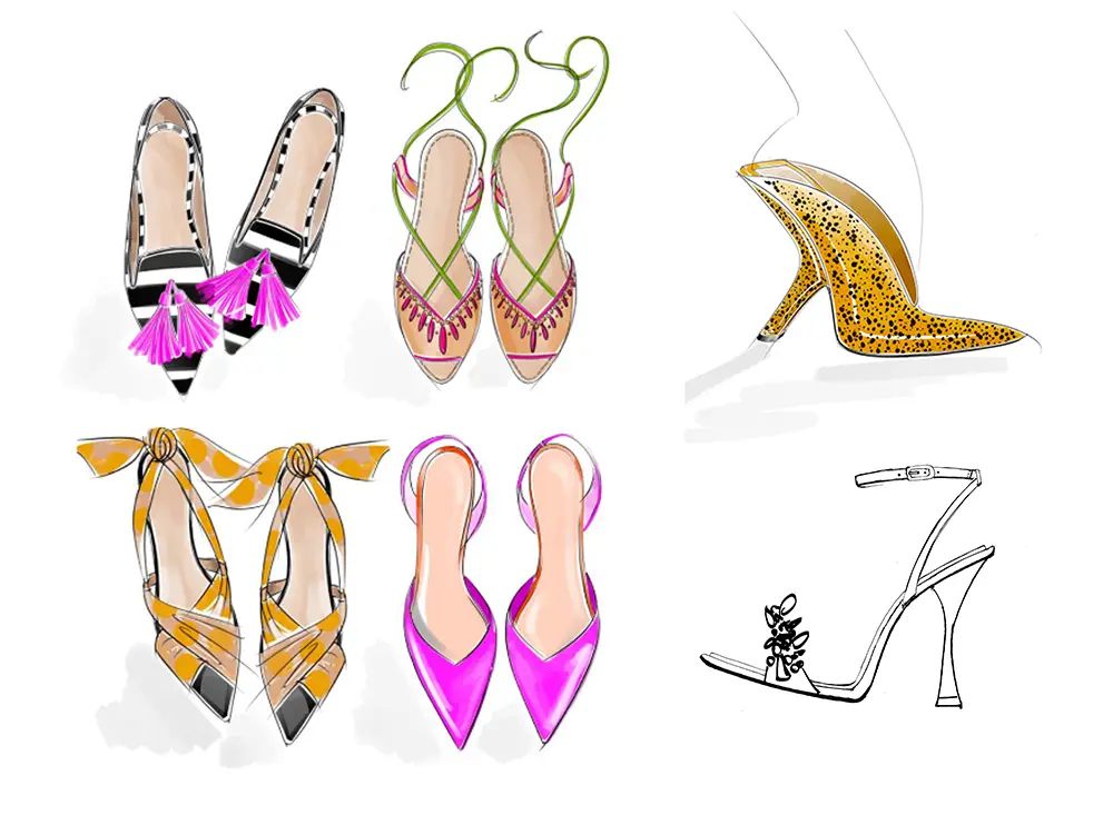 Women's shoe design sketches for OEM and ODM development