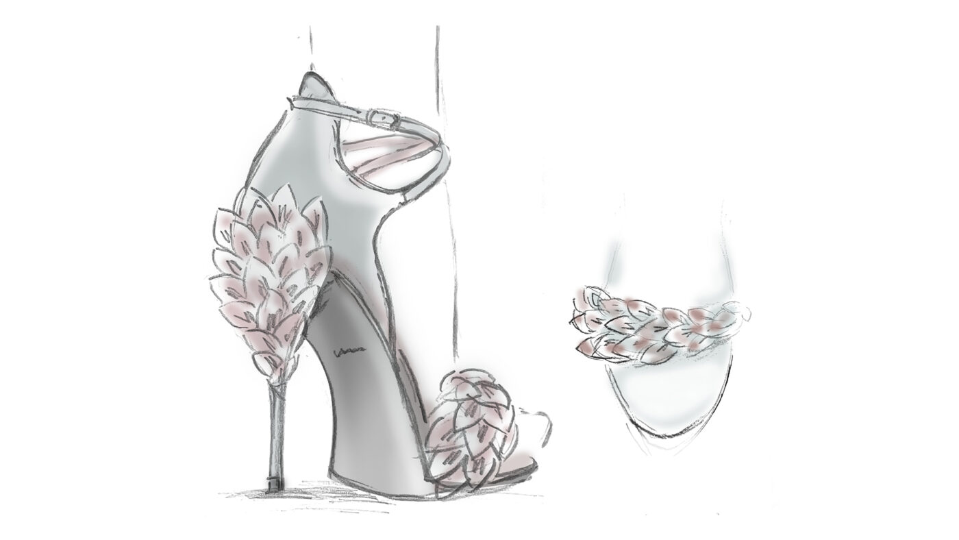 Design-driven footwear craftsmanship illustration showing the balance between creativity and production
