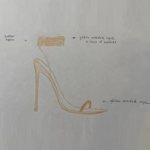 Original high heel footwear sketch for custom shoe development